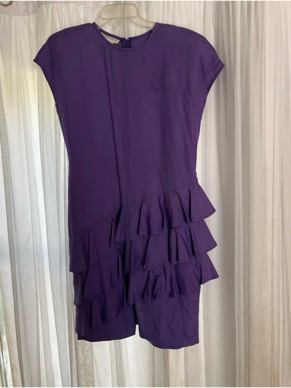dennis goldsmith dress 100% Silk Purple Women’s Size 8 Ruffle Party Vintage Y2K